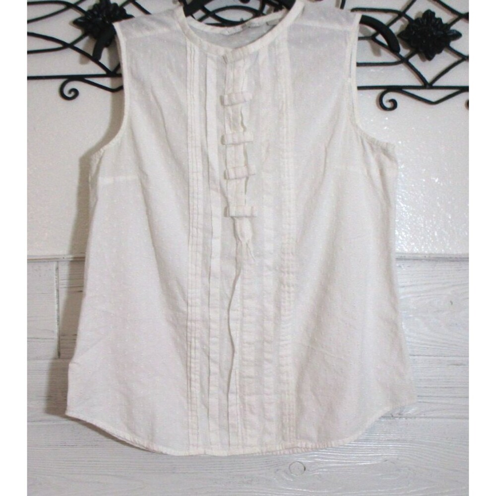 LC Lauren Conrad Top Women's Size Sleeveless Ivory Round Neck